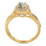 Art Deco Round Natural Stone Twisted Ring