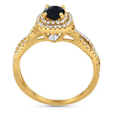 Art Deco Round Natural Stone Twisted Ring