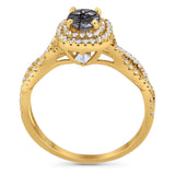 Art Deco Round Natural Stone Twisted Ring