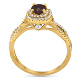 Art Deco Round Natural Stone Twisted Ring