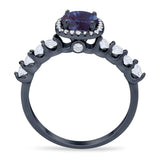 Vintage Style Round Natural Stone Wedding Ring