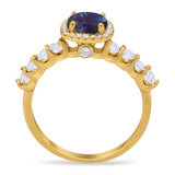 Vintage Style Round Natural Stone Wedding Ring