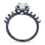 Vintage Style Round Natural Stone Wedding Ring