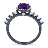 Vintage Style Round Natural Stone Wedding Ring