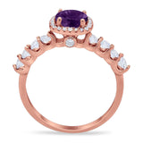 Vintage Style Round Natural Stone Wedding Ring