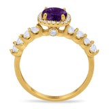 Vintage Style Round Natural Stone Wedding Ring