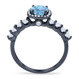 Vintage Style Round Natural Stone Wedding Ring