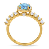 Vintage Style Round Natural Stone Wedding Ring