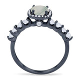 Vintage Style Round Natural Stone Wedding Ring