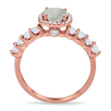 Vintage Style Round Natural Stone Wedding Ring