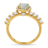 Vintage Style Round Natural Stone Wedding Ring