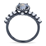 Vintage Style Round Natural Stone Wedding Ring