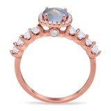 Vintage Style Round Natural Stone Wedding Ring