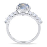 Vintage Style Round Natural Stone Wedding Ring