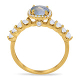 Vintage Style Round Natural Stone Wedding Ring