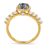 Vintage Style Round Natural Stone Wedding Ring