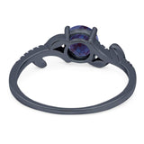 Round Natural Stone Leaf Style Ring