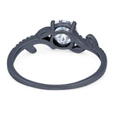 Round Natural Stone Leaf Style Ring