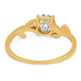 Round Natural Stone Leaf Style Ring