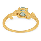 Round Natural Stone Leaf Style Ring