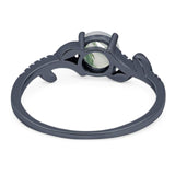 Round Natural Stone Leaf Style Ring