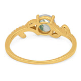 Round Natural Stone Leaf Style Ring