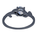 Round Natural Stone Leaf Style Ring