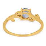 Round Natural Stone Leaf Style Ring