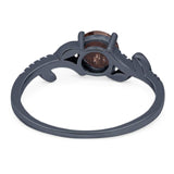 Round Natural Stone Leaf Style Ring