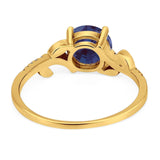 Art Deco Round Natural Stone Leaf Style Ring