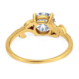 Art Deco Round Natural Stone Leaf Style Ring