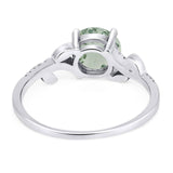 Art Deco Round Natural Stone Leaf Style Ring