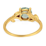 Art Deco Round Natural Stone Leaf Style Ring