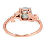 Art Deco Round Natural Stone Leaf Style Ring