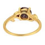 Art Deco Round Natural Stone Leaf Style Ring