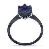 Art Deco Round Natural Stone Halo Ring
