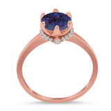 Art Deco Round Natural Stone Halo Ring