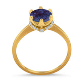 Art Deco Round Natural Stone Halo Ring