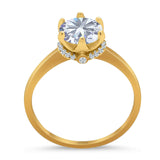 Art Deco Round Natural Stone Halo Ring