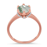 Art Deco Round Natural Stone Halo Ring