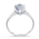 Art Deco Round Natural Stone Halo Ring