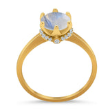 Art Deco Round Natural Stone Halo Ring