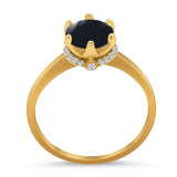 Art Deco Round Natural Stone Halo Ring