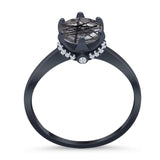 Art Deco Round Natural Stone Halo Ring