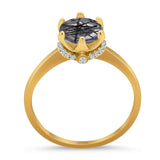 Art Deco Round Natural Stone Halo Ring