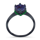 Art Deco Round Natural Stone Halo Ring
