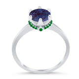 Art Deco Round Natural Stone Halo Ring