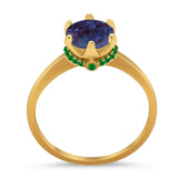 Art Deco Round Natural Stone Halo Ring