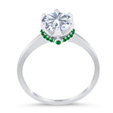 Art Deco Round Natural Stone Halo Ring