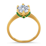 Art Deco Round Natural Stone Halo Ring